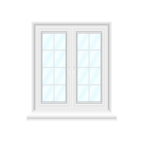 Cadre Blanc Double Fenêtre Sur Fond Blanc Avec Verres Dégradés — Image vectorielle