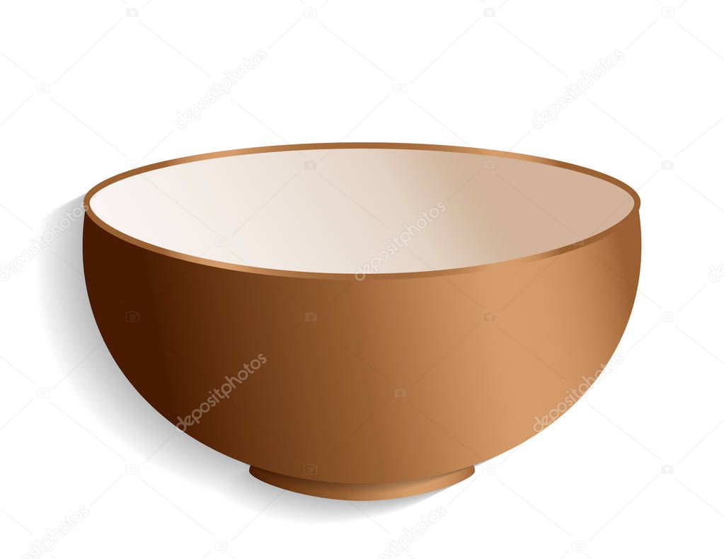 Earthenware bowl isolated on white background