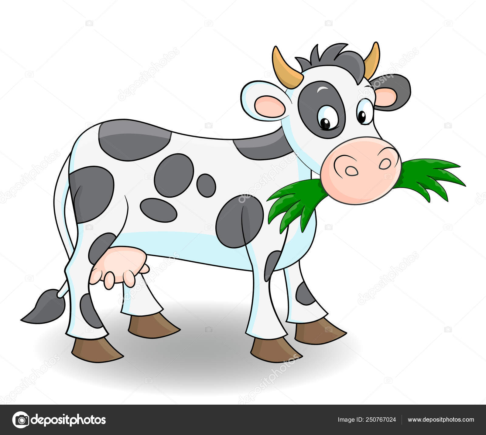 Vaca comiendo pasto imágenes de stock de arte vectorial | Depositphotos