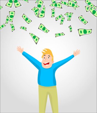 Para/para/para faturaları genç adam etrafında düşen