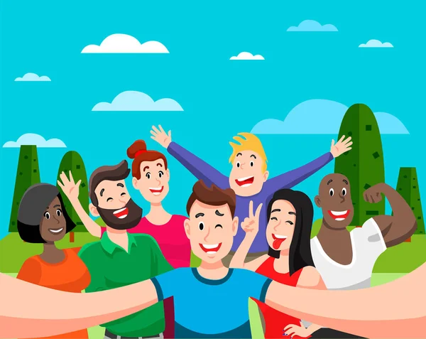 Selfie kelompok orang Stok Ilustrasi 