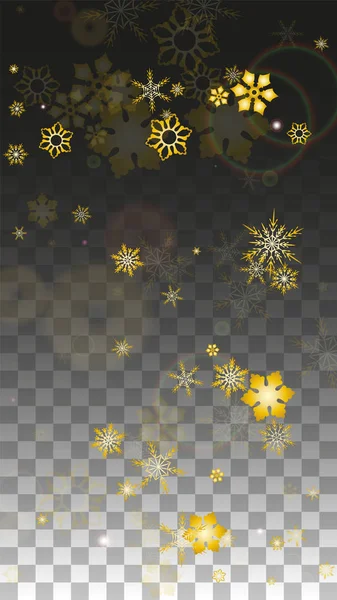 Різдвяний векторний фон з золотими падаючими сніжинками ізольовано на прозорому тлі. Реальний сніговий іскровий візерунок. Снігопад Накладання друку. Зимове небо. Дизайн для запрошення партії . — стоковий вектор