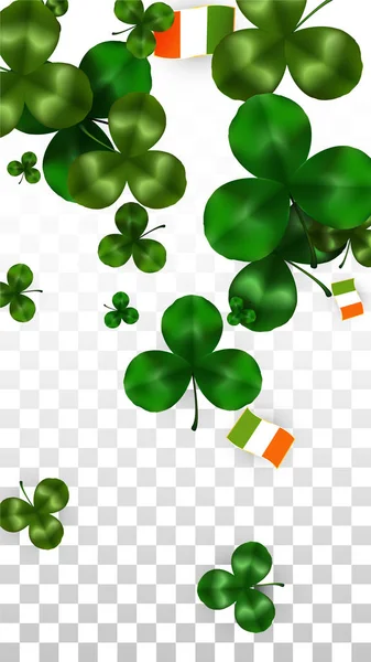 Vector Clover Leaf et Ireland Drapeau isolé sur fond transparent. Illustration de la Saint-Patrick. L'affiche de Lucky Shamrock en Irlande. Invitation pour un concert irlandais au pub. Tourisme en Irlande . — Image vectorielle