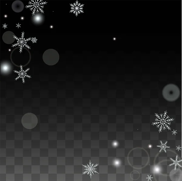 Weihnachten Vektor Hintergrund mit weißen fallenden Schneeflocken isoliert auf transparentem Hintergrund. Realistisches Snow Sparkle Pattern. Schneefall Overlay Print. Winterhimmel. Entwurf für Party-Einladung. — Stockvektor