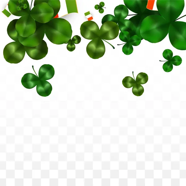 Vektor lóhere és Írország lobogója elszigetelt átlátszó háttér. St. Patrick's Day illusztráció. Írország szerencsés lóhere poszter. Meghívás részére ír Concert Pub-ban. Turizmus, Írország. — Stock Vector