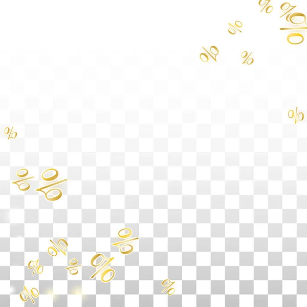 Luxury Vector Gold Percentage Sign Confetti on Transparent. Percent Sale Background. Business, Economics Print. Discount Illustration. Promotion Poster. Black Friday Banner. Special offer Template. — Stock Vector
