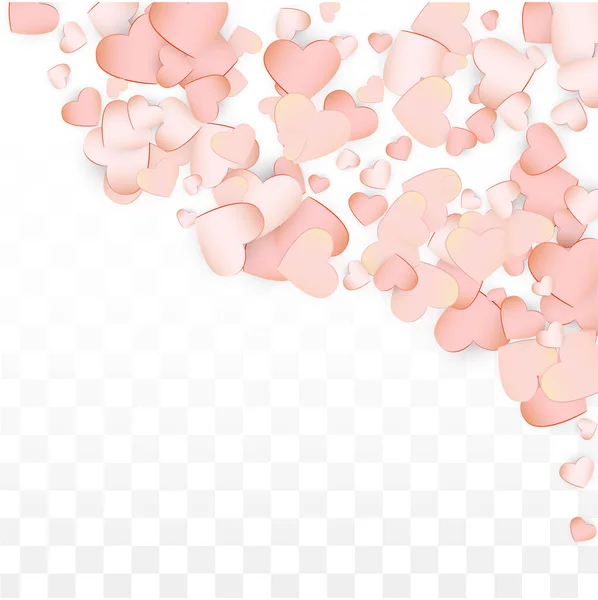 Love Hearts Confetti Falling Background. Modello di Giorno di S. Valentino Cuori Sparsi Romantici. Illustrazione vettoriale per biglietti da visita, striscioni, manifesti, volantini per matrimonio, anniversario, festa di compleanno, vendite . — Vettoriale Stock