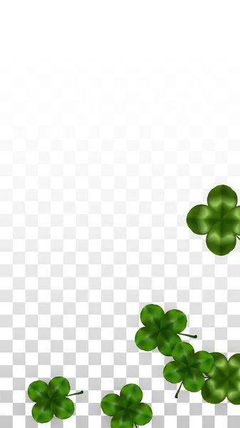 Vector Clover Leaf Isolé sur fond transparent avec espace pour le texte. Illustration de la Saint-Patrick. L'affiche de Lucky Shamrock en Irlande. Invintation for Concert in Pub. Vue du dessus. Symboles de réussite. — Image vectorielle