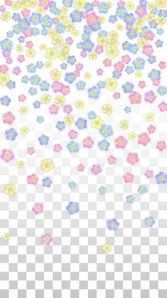 Kleurrijke Vector realistische bloemblaadjes vallen op transparante achtergrond. Lente romantische bloemen illustratie. Vliegende bloemblaadjes. Sakura Spa Design. Bloesem Confetti. Ontwerpelementen voor bruiloft decoratie. — Stockvector