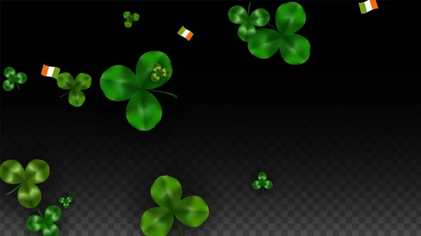 矢量三叶草叶和爱尔兰国旗隔离在透明的背景。圣帕特里克节插图。爱尔兰的幸运洗发水海报。邀请在酒吧举行爱尔兰音乐会。爱尔兰的旅游业. — 图库矢量图片
