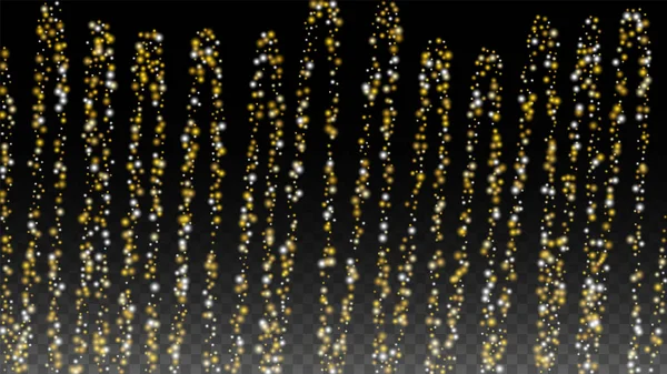 Gold Glitter Vector Texture on a Black. Golden Glow Pattern. Golden Christmas and New Year Snow. Golden Explosion of Confetti. Star Dust. Abstract Flicker Background with a Party Lights Design. — Stock Vector