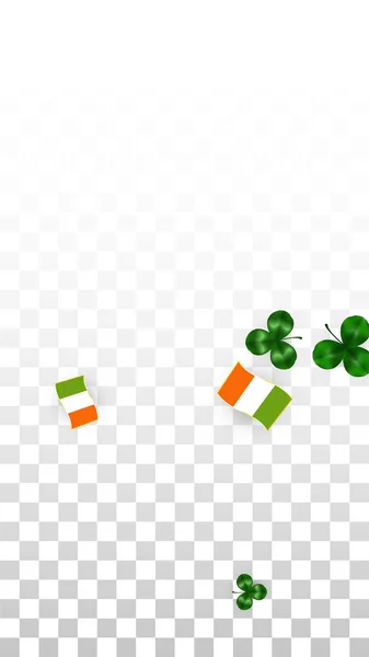 Vector klöver blad och Irland flagga isolerad på Transparent bakgrund. St. Patrick's Day Illustration. Irlands Lucky Shamrock affisch. Inbjudan för irländska konsert i Pub. Turism i Irland. — Stock vektor