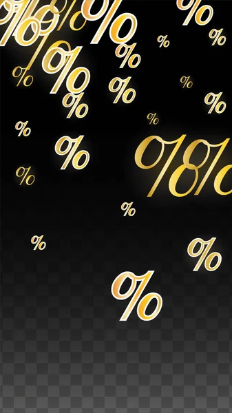 Luxury Vector Gold Percentage Sign Confetti na Transparente. Percentagem de fundo de venda. Business, Economics Print. Ilustração de Desconto. Cartaz de promoção. Black Friday Banner. Oferta especial Modelo. — Vetor de Stock