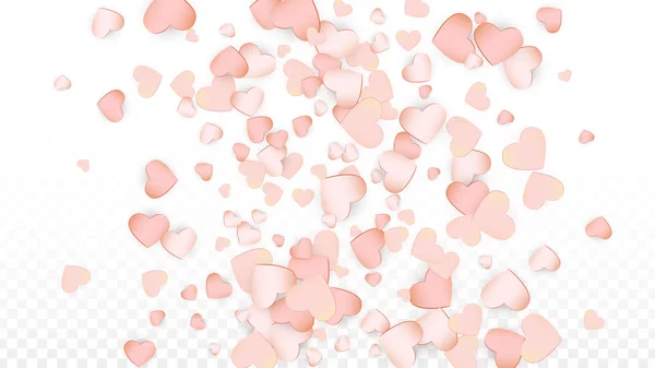 Love Hearts Confetti Falling Background. Patrón del Día de San Valentín Corazones dispersos románticos. Ilustración vectorial para tarjetas, pancartas, carteles, volantes para bodas, aniversario, fiesta de cumpleaños, ventas . — Vector de stock