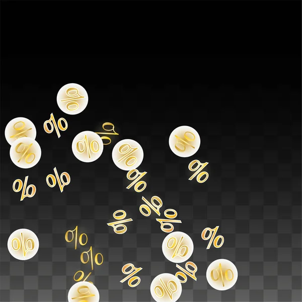 Luxury Vector Gold Percentage Sign Confetti na Transparente. Percentagem de fundo de venda. Business, Economics Print. Ilustração de Desconto. Cartaz de promoção. Black Friday Banner. Oferta especial Modelo. —  Vetores de Stock