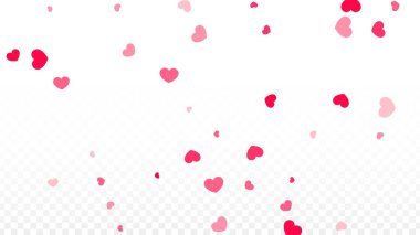 Hearts Confetti Düşen Arkaplan. Sevgililer Günü şablonu. Romantik Dağılmış Kalpler Tasarım Elementi. Sevgi. Tatlı bir an. Hediye. Satış ya da Kutlama için Sevimli Tasarım Elemanı.