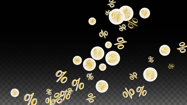 Confettis de luxe vectoriel d'or pourcentage signe sur transparent. Pourcentage de vente Contexte. Affaires, Économie Imprimer. Illustration de réduction. Affiche de promotion. Black Friday Banner. Modèle d'offre spéciale. — Image vectorielle