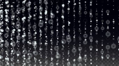 Şeffaf Arkaplan 'da izole edilmiş Beyaz Kar Taneleri ile Noel Vektör Arkaplanı. Gerçekçi Kar Parıltısı Şablonu. Kar yağışı Kaplaması Yazdırma. Kış Gökyüzü. Parti Daveti için Tasarım.