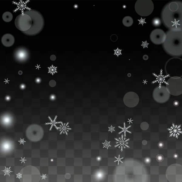 Fond vectoriel de Noël avec flocons de neige blancs tombants isolés sur fond transparent. Modèle réaliste d'étincelle de neige. Impression de recouvrement de neige. Winter Sky. Design pour invitation de fête. — Image vectorielle