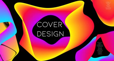 Fütürist soyut vektör arka plan hipster elemanları ile... Parlak degrade geometrik kapak tasarımı. 3D sıvı şekiller, çizgiler kompozisyon. Davetiye şablonları ayarlamak. Müzik Festivali Afiş. Özet satırları.