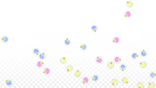 Vector realistas pétalos coloridos cayendo sobre fondo transparente. Ilustración de flores románticas de primavera. Pétalos voladores. Sakura Spa Design. Blossom Confetti. Elementos de diseño para la decoración de bodas . — Archivo Imágenes Vectoriales