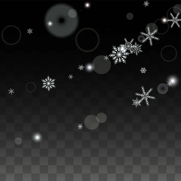 Weihnachten Vektor Hintergrund mit weißen fallenden Schneeflocken isoliert auf transparentem Hintergrund. Realistisches Snow Sparkle Pattern. Schneefall Overlay Print. Winterhimmel. Entwurf für Party-Einladung. — Stockvektor