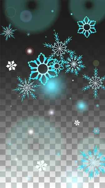 Winter Vektor Hintergrund Mit Blau Fallenden Schneeflocken Isoliert Auf Transparentem — Stockvektor