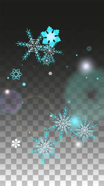 Winter Vector Background Blue Falling Snowflakes Isolated Transparent Background Fantasy — Stock Vector