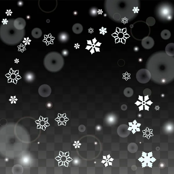 Nieuwjaarsvectorachtergrond Met Witte Sneeuwvlokken Geïsoleerd Transparante Achtergrond Festival Sneeuwsprankelpatroon Sneeuwval — Stockvector