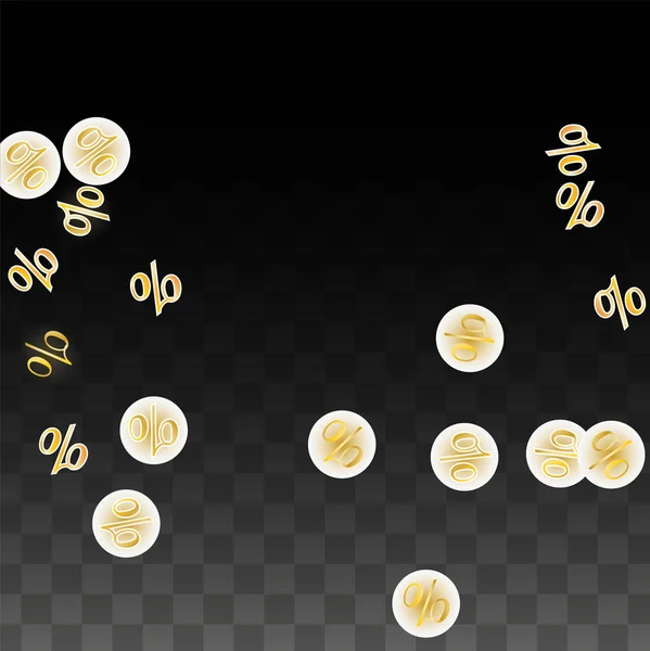 Luxury Vector Gold Percentage Sign Confetti Transparente Percentagem Fundo Venda — Vetor de Stock