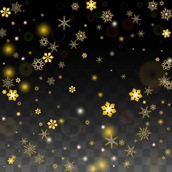 Christmas Vector Background Gold Falling Snowflakes Isolated Transparent Background Elegance — Stock Vector