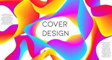 Fütürist soyut vektör arka plan hipster elemanları ile... Parlak degrade geometrik kapak tasarımı. 3D sıvı şekiller, çizgiler kompozisyon. Davetiye şablonları ayarlamak. Müzik Festivali Afiş. Özet satırları.