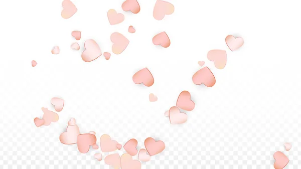 Love Hearts Confetti Falling Background. Patrón del Día de San Valentín Corazones dispersos románticos. Ilustración vectorial para tarjetas, pancartas, carteles, volantes para bodas, aniversario, fiesta de cumpleaños, ventas . — Archivo Imágenes Vectoriales