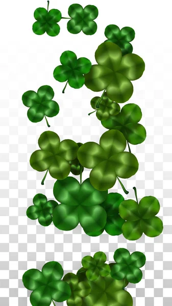 Vector Clover Leaf Isolated on Transparent Background with Space for Text День святого Патрика. Ірландія "Lucky Shamrock Poster". Підготовка концерту в пабі. Вид зверху. Успішні символи. — стоковий вектор