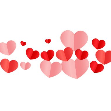 Hearts Confetti Düşen Arkaplan. Sevgililer Günü şablonu. Romantik Dağılmış Kalpler Tasarım Elementi. Sevgi. Tatlı bir an. Hediye. Satış ya da Kutlama için Sevimli Tasarım Elemanı.