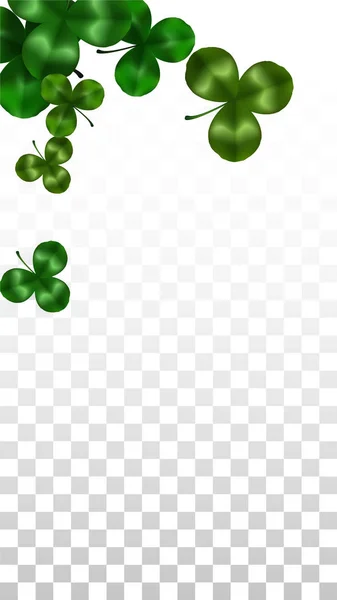 Vector Clover Leaf Isolated on Transparent Background with Space for Text День святого Патрика. Ірландія "Lucky Shamrock Poster". Підготовка концерту в пабі. Вид зверху. Успішні символи. — стоковий вектор