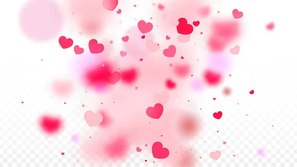 Hearts Confetti Falling Background. Saint-Valentin. Romantique Scattered Hearts Design Element. L'amour. Sweet Moment. Cadeau. Élément mignon de conception pour la vente ou la célébration. — Image vectorielle