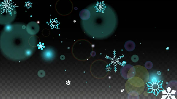Fondo vectorial de Navidad con copos de nieve azules que caen aislados sobre fondo transparente. Patrón realista de chispas de nieve. Impresión de capa de nieve. Cielo de invierno. Diseño para la invitación del partido . — Vector de stock