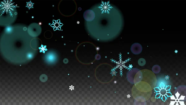 Weihnachten Vektor Hintergrund mit blau fallenden Schneeflocken isoliert auf transparentem Hintergrund. realistische Schneefunkelmuster. Schneefall überlagert Druck. Winterhimmel. Entwurf für Party-Einladung. — Stockvektor