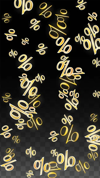 Vector de lujo Porcentaje de oro Confetti signo en transparente. Porcentaje de fondo de venta. Negocios, Economía Imprimir. Ilustración de descuento. Cartel de promoción. Black Friday Banner. Oferta especial Plantilla. — Archivo Imágenes Vectoriales