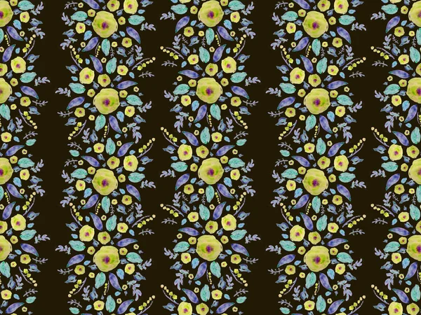 Aquarelle motif floral, fleurs délicates. Impression d'été sans couture pour tissu, textile, emballage, papier peint, fond. Ensemble botanique vintage. Mariage, vacances, anniversaire. Colllection botanique lumineuse — Photo