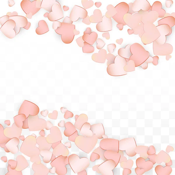 Cinta Hati Confetti Falling Latar Belakang. Pola Hari St. Valentine Romantis Sebarkan Hati. Vector Illustration for Cards, Banners, Posters, Flyers for Wedding, Anniversary, Birthday Party, Sales . - Stok Vektor