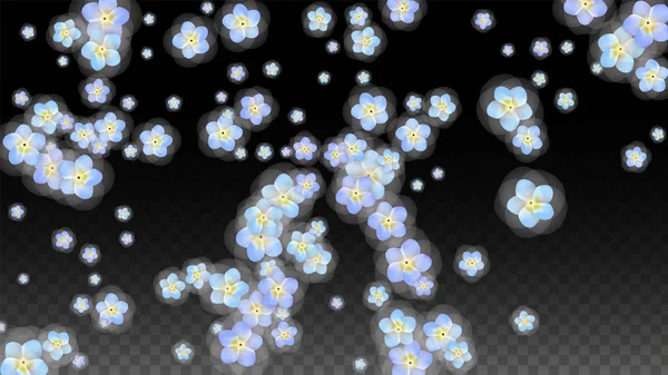 Blue Vector realistas pétalas azuis caindo em fundo transparente. Primavera flores românticas Ilustração. Pétalas voadoras. Sakura Spa Design. Blossom Confetti. Elementos de design para decoração de casamento . —  Vetores de Stock