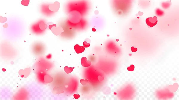 Hearts Confetti Falling Background. Saint-Valentin. Romantique Scattered Hearts Design Element. L'amour. Sweet Moment. Cadeau. Élément mignon de conception pour la vente ou la célébration. — Image vectorielle