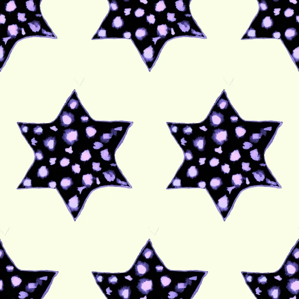 Sömlös akvarell stjärnor mönster. Magiska festliga bakgrund. Handritad Doodle stjärnor. Baby Design. Abstrakta Rapport för tapeter, textilier, linne, omslag, affischer, kort, Banner. Nyår, födelsedag — Stockfoto