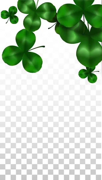 Vector Clover Leaf Isolated on Transparent Background with Space for Text День святого Патрика. Ірландія "Lucky Shamrock Poster". Підготовка концерту в пабі. Вид зверху. Успішні символи. — стоковий вектор