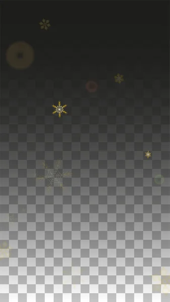 Weihnachten Vektor Hintergrund mit Gold fallenden Schneeflocken isoliert auf transparentem Hintergrund. Realistisches Snow Sparkle Pattern. Schneefall Overlay Print. Winterhimmel. Entwurf für Party-Einladung. — Stockvektor