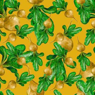 Suluboya Vegan desen. Sorunsuz elle çizilmiş sebze. Sağlıklı gıda yazdır. Bahçe arka plan. Yeşil menü, Restoran, Salat Bar, çiftçilere piyasa için tekrarlanabilir tasarım. Pancar. Vejetaryen.