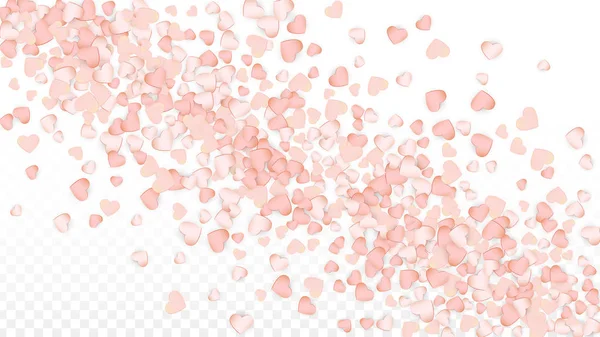 Love Hearts Confetti Falling Background. St. Valentine's Day pattern Romantic Scattered Hearts. Vector Illustration for Cards, Banners, Posters, Flyers for Wedding, Anniversary, Birthday Party, Sales. — Stock Vector