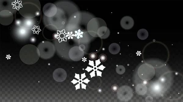 Weihnachten Vektor Hintergrund mit weißen fallenden Schneeflocken isoliert auf transparentem Hintergrund. Realistisches Snow Sparkle Pattern. Schneefall Overlay Print. Winterhimmel. Entwurf für Party-Einladung. — Stockvektor